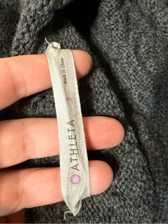 Athleta Coldspell Cable Knit Sweater Dress 100% Merino Wool Hooded Gray - Picture 5 of 8